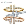 Women Exquisite Jewelry 100% Real Silver 925 Rings Double Ti White Gold 14 k / Rose Gold Surface Zircon Wedding Ring For Lady