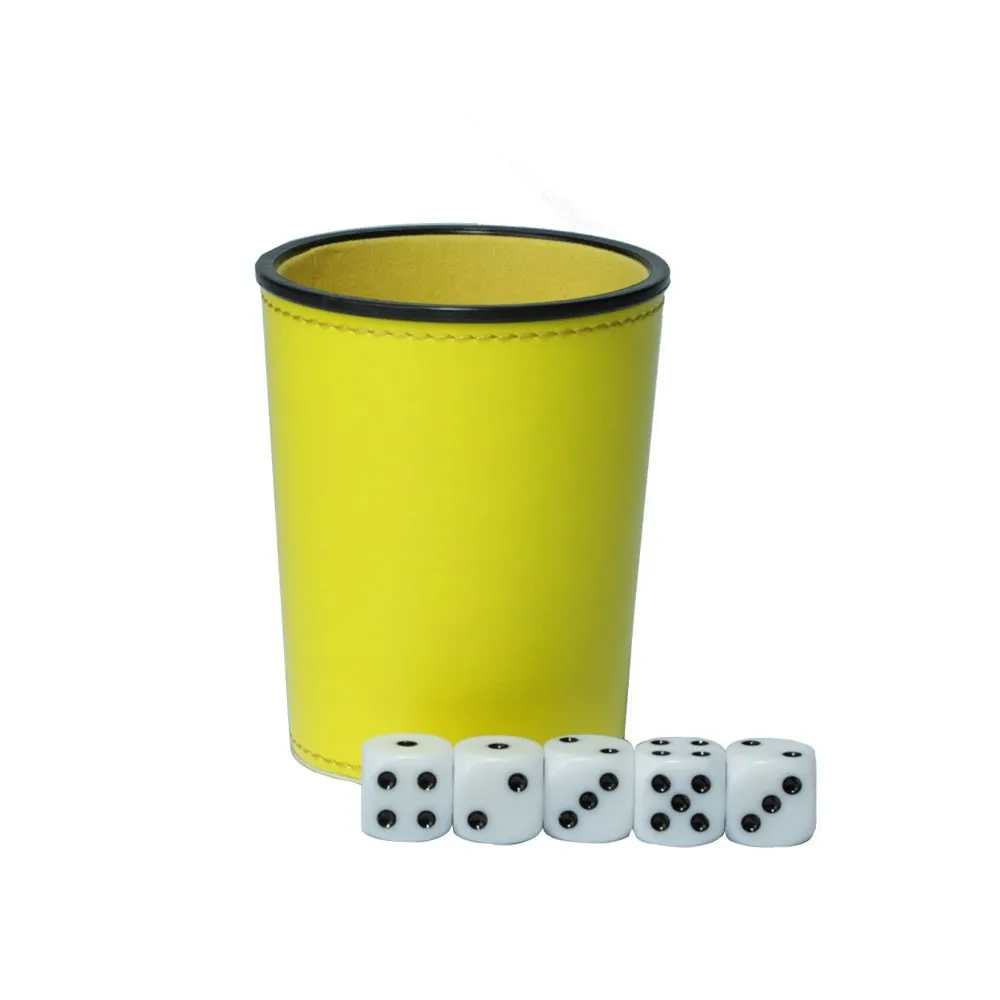 Professional Customize Dice Leather Shaker Cups With 5 Plastic Dice For