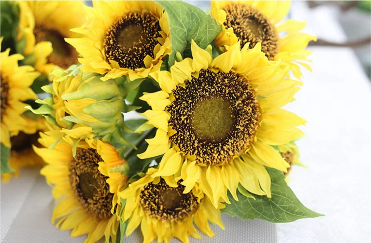 High Quality Artificial Sunflower Bouquet Artificial Silk Sunflowers