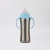 230ml BPA free stainless steel baby feeding bottle with silicon nipple