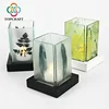 Hot Sale Chinese Rectangle Customized Tall Glass Candle Holder for home decor