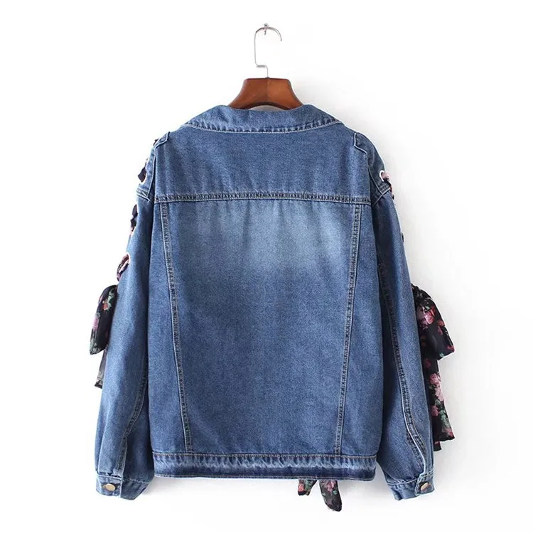 Wholesale Denim Jackets Suppliers Autumn Blue Sweatshirt Coat Outerwear Women Custom Denim