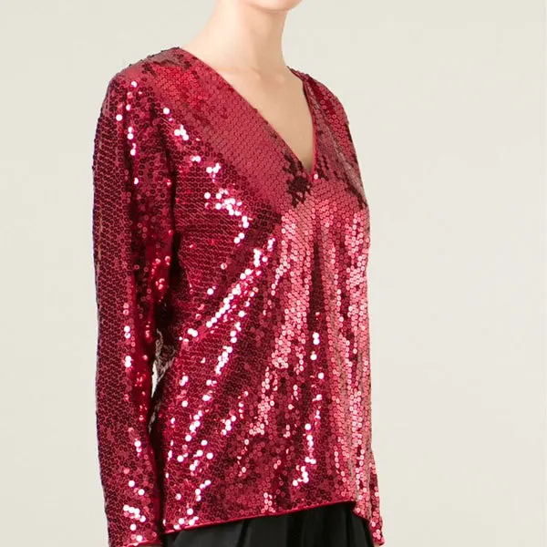 womens long sleeve sequin top