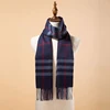 Manufacturer custom mens ladies scarves navy blue grid cashmere scarf