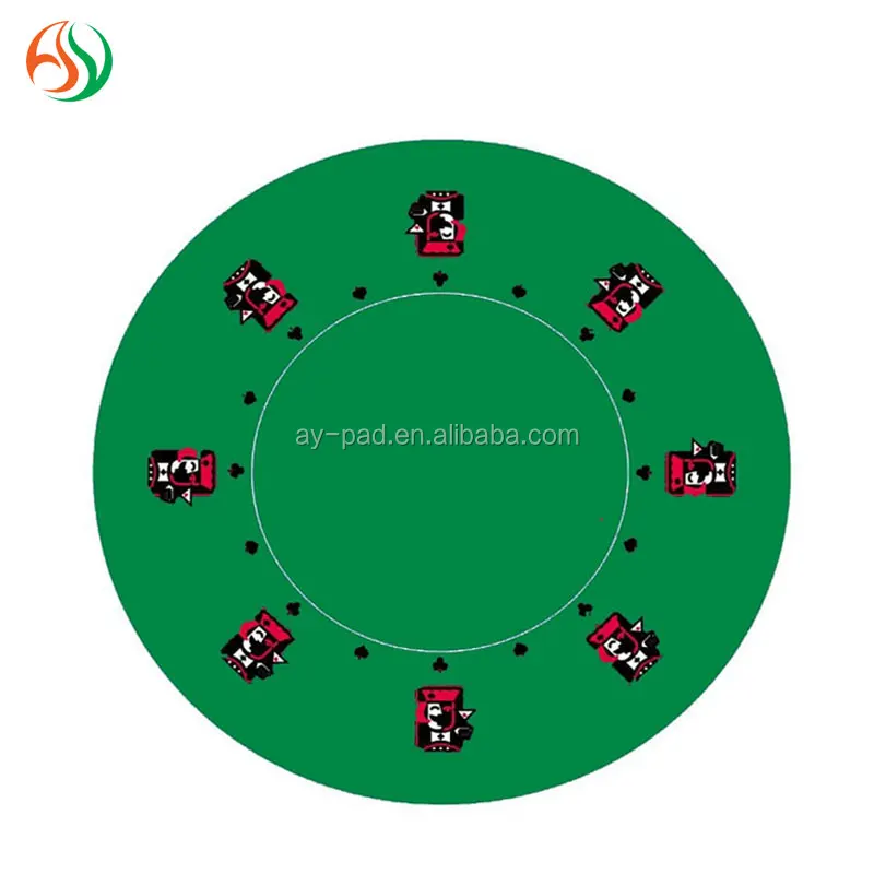 Ay Round Red Royal Flush Center Table Mats Custom Poker Chip Rubber Poker Table Mat Luxury Table