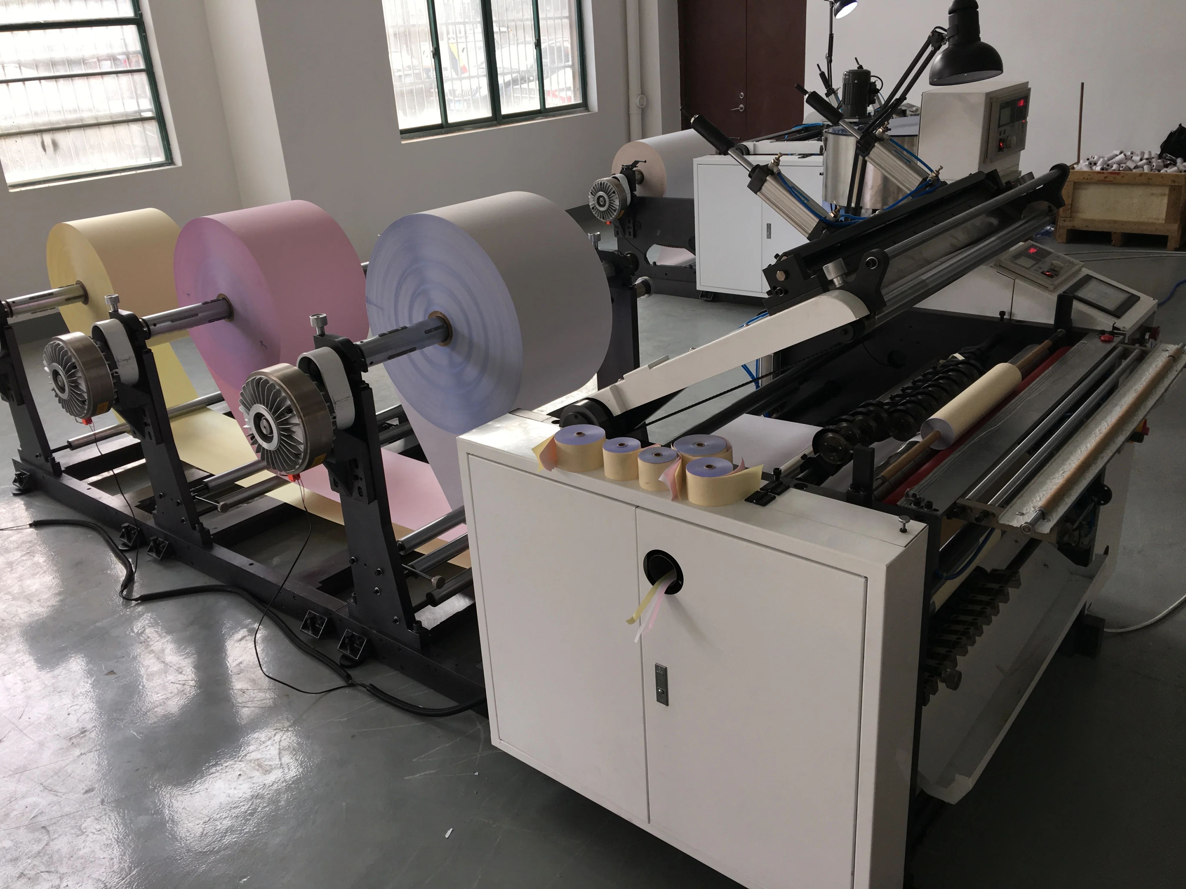 Good Quality 2 Ply Thermal Paper Rolls Converter Rewinder Atm Pos Lottery Paper Roll Slitting