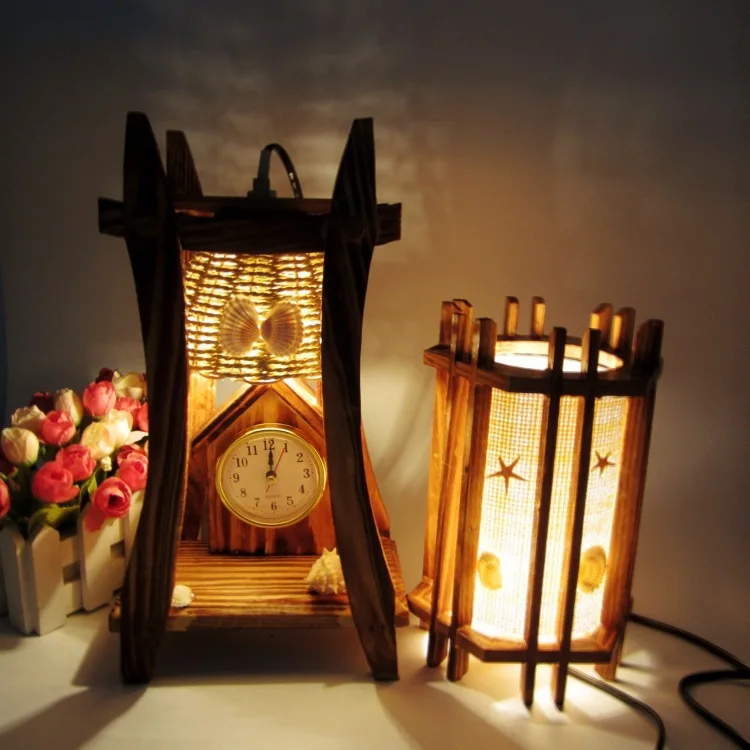 7 10 1 Diy Table Lamp With Clock Rattan Wood Fabrics Diy Table Lamp With Clock Rattan Wood