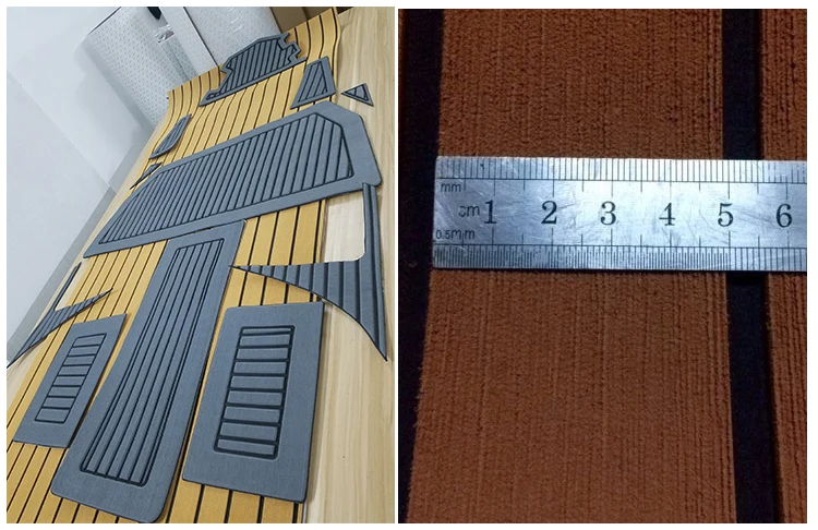 EVA Foam deck pad Faux Teak Sheet Boat Yacht Synthetic Teak Decking Brown with White Lines