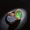 High Quality Gold Jewelry Rings Design For Women Green Opal Big Diamond Wedding Rings