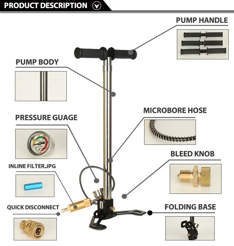 4 Stage 300 Bar High Pressure Pcp Hand Pump 4500psi - Buy 4 Stage Pcp ...