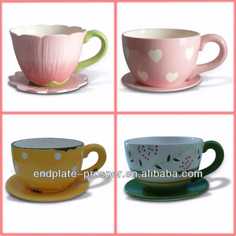 Large Ceramic Flower Pots With Coffee Cup And Saucer Shape Buy Large