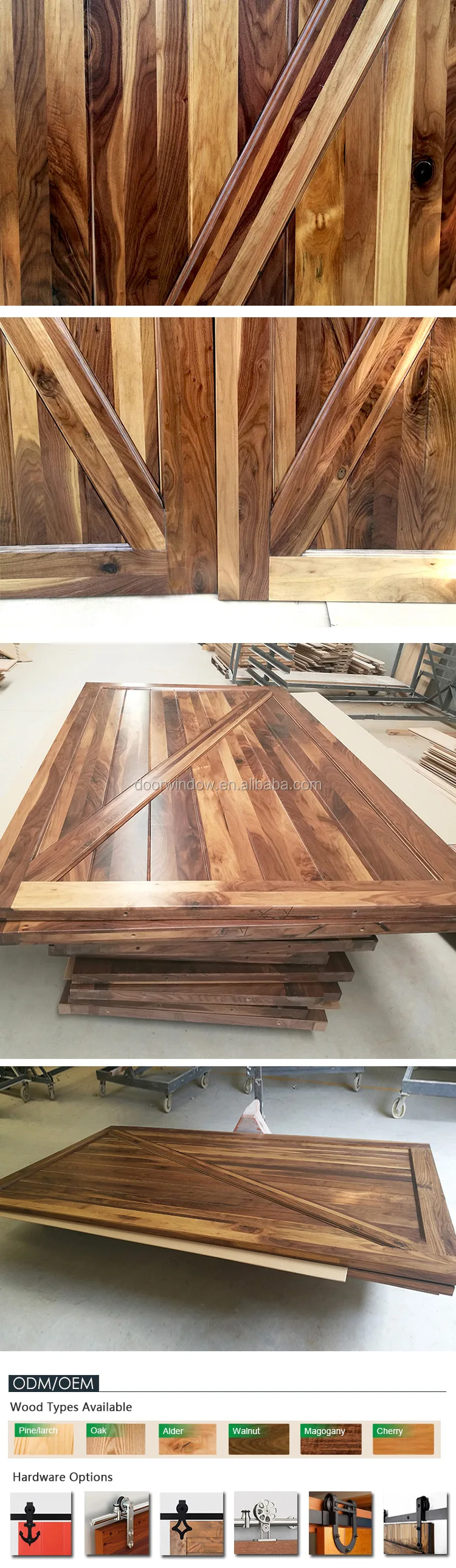 2018 new product z type solid wood black walnut wooden sliding barn door