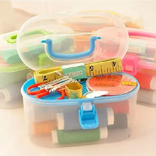 Pink Famixyal Portable Mini Travel Sewing Kit Box Needle and Thread Suit Sewing Basket Sew Essentials Storage System with Sewing Kit Accessories Suitable for Beginners /& Girls
