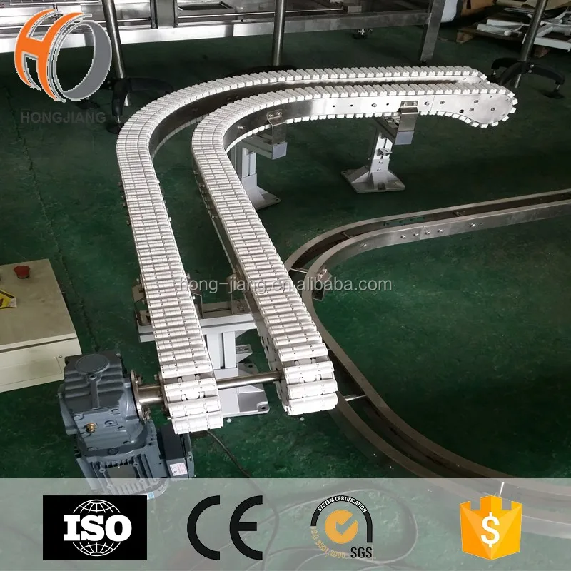 Medical industry low friction chain conveyor with roller beads