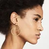 New Trendy Jewelry Multi Layer Circles Stud Earrings Arete 24K Gold Plated Triple Circles Stud Earrings For Girls Gift