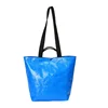 High quality bule waterproof woven hand bag,custom messenger knit shopping bag,Dissoluble Nordic style PP weave tote bag