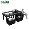 wooden cloth shop counter table design low-medium-high mdf and steel clothing display table