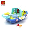 2 in 1 kids electronic boat shape toy fishing set and play kitchen cooking