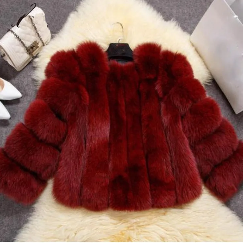 burgundy fox fur coat