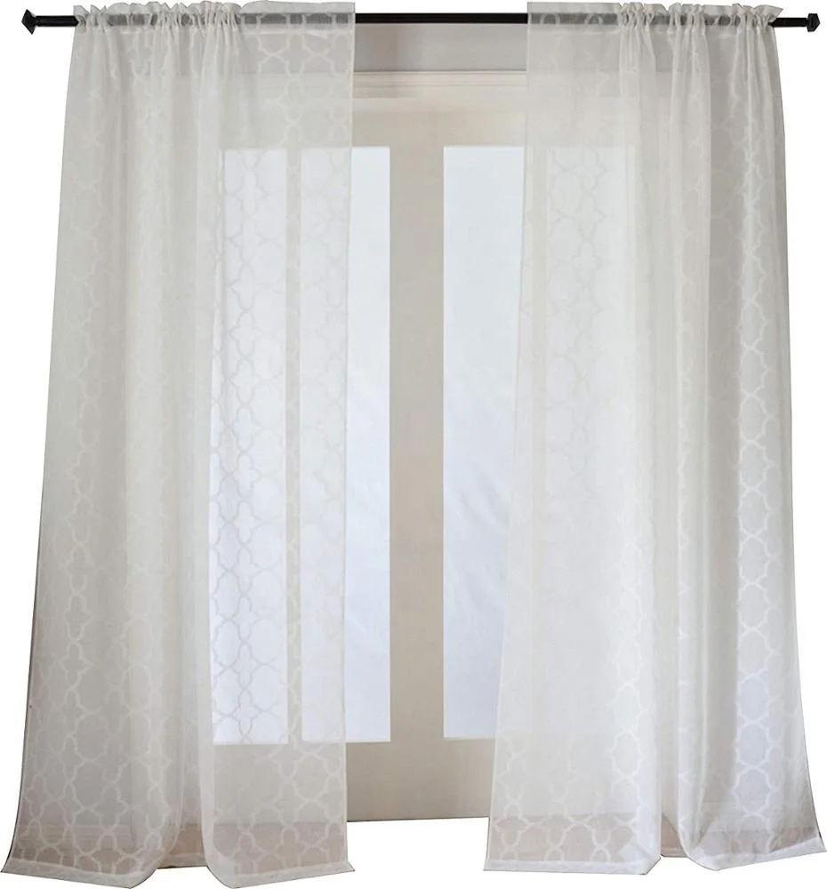 Organza Neu Weiss Makramee Spitze Exklusiver Moderner Gardinen