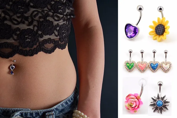 Toposhbodyjewelry Gold Triangle Clear Gems Dangle Belly Button Rings