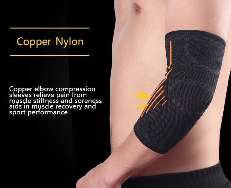 Copper Blended Zinc Compression Recovery Elbow Sleeve cricket elbow support for sports wear