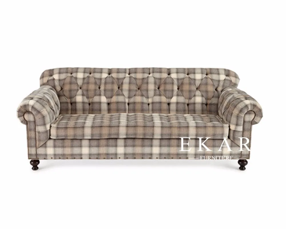 England Style Tartan Design Simple Wooden And Fabric Sofa Set England Style Tartan Design Simple Wooden And Fabric Sofa Set Lounge