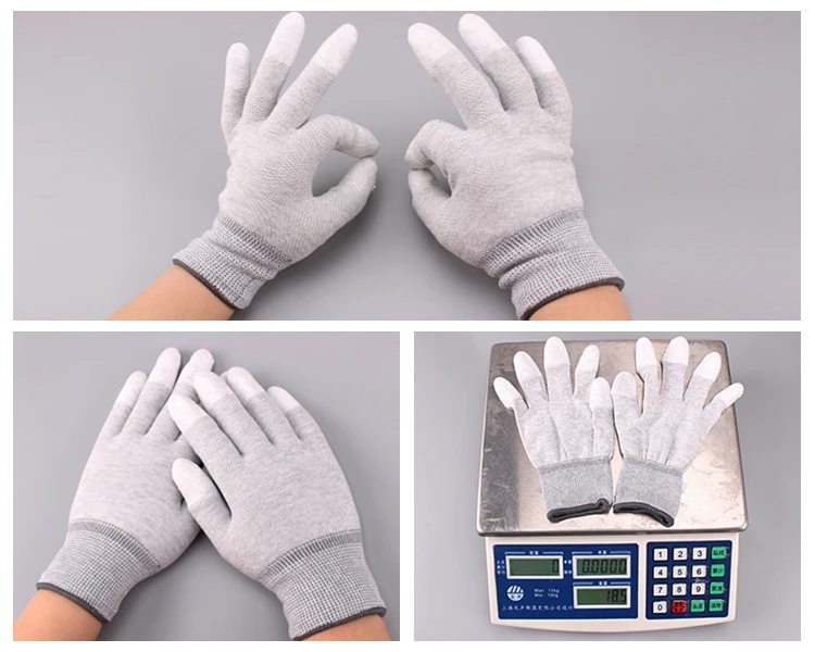 Manufacture Pu Top Fit Esd Gloves Antistatic Esd Gloves Carbon Fiber