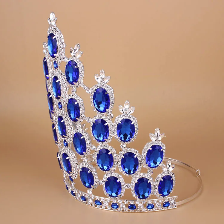 High Quality Festival Blue Crystal Pageant Tiaras And Crowns Buy Blue