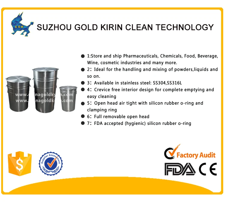 Sus316l 60l Open Head Sealed Conical Stainless Steel Drum Buy