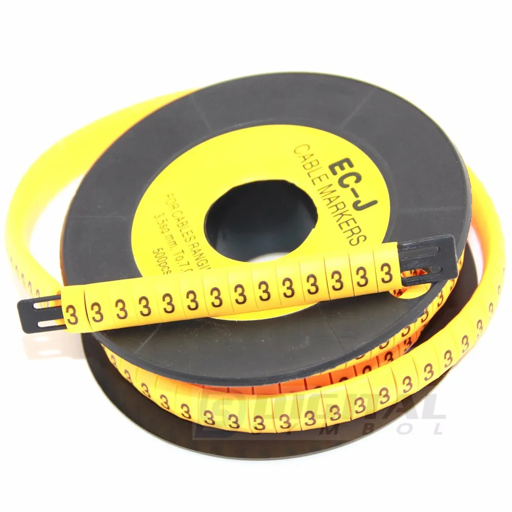 Cable Markers Pre-Marked Slip On Vinyl Yellow SMO256-4-F 