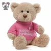 Pretty Pink Happy Birthday Girl Gift Plush Soft Toy Teddy Bear T shirts Wholesale OEM Custom LOGO Stuffed Animal Plush Toy Bear