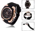 V6 New Watch 2016 New Watch Fashion Casual Men Wristwatches Luxury Golden Silver Case Rubber Strap