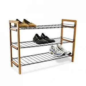 Cheap Wire Shoe Rack Floor Find Deals On Line Get Quotations Shoe Rack 3 Tier Bamboo Wire