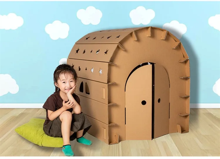 custom big corrugated paper house shaped pretend p