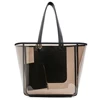 elegant fashion clear transparent daily PVC leather lady shopper tote handbag bag with clutch bag