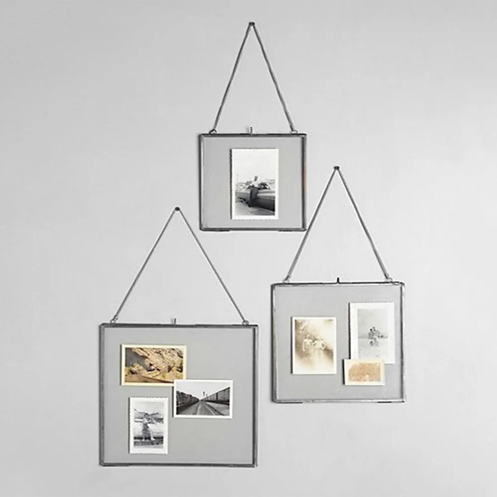 6x6inch Vintage Hanging Floating Picture Photo Frame Metal Wedding