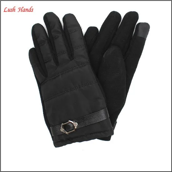 Wholesale price of the boy Feather cloth fabri touch screen gloves keep winter warm