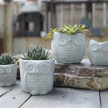 Creative Owl Animal Shape Cement Flower Planter Creative Owl Animal Shape Cement Flower Planter