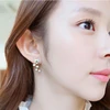 Simple Korean style pearl drop gold /silver plated shell flower pearl branch stud earrings