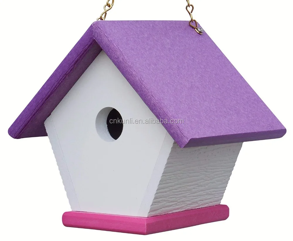 Unieke en Kleurrijke Opknoping Vogel Huizen Handgemaakte van Eco Vriendelijke Materialen (Paars/Roze)