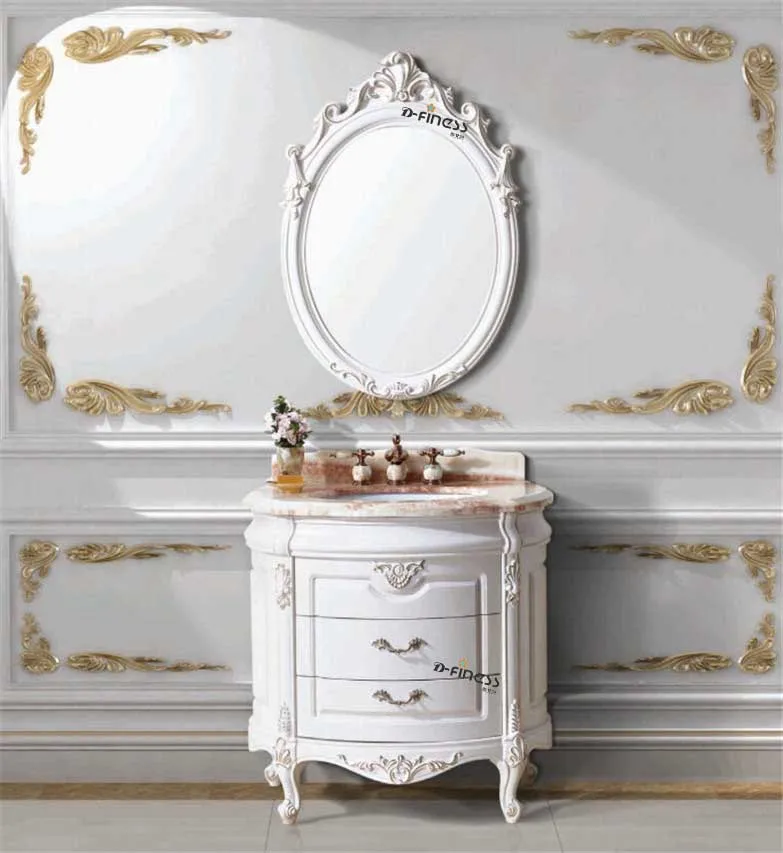 Round Shape Solid Wood Bathroom Nature Jade Marble Top With