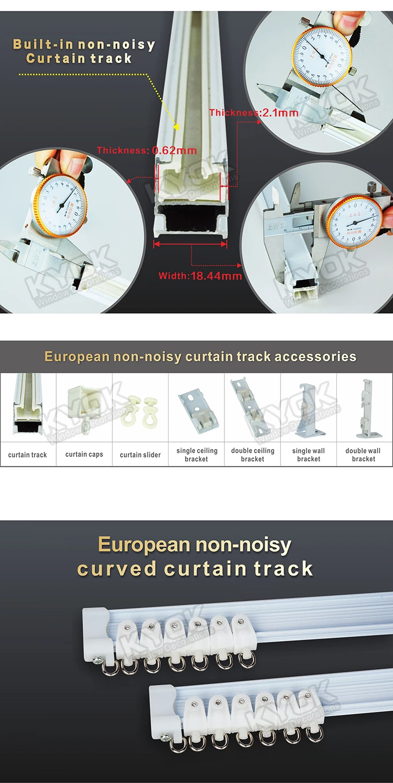 Kyok Wifi Double Track Curtain Rail For Home Curtain Track Gliders Plastic Aluminum Flexible