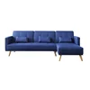 Noah 3 seater sofa/couch, solid oak wood farme- deep ocean blue fabric sofa bed