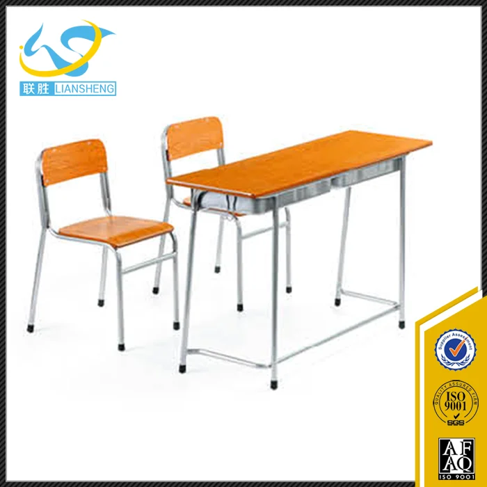 Low Price School Furniture Student Double Table Seat Combo College