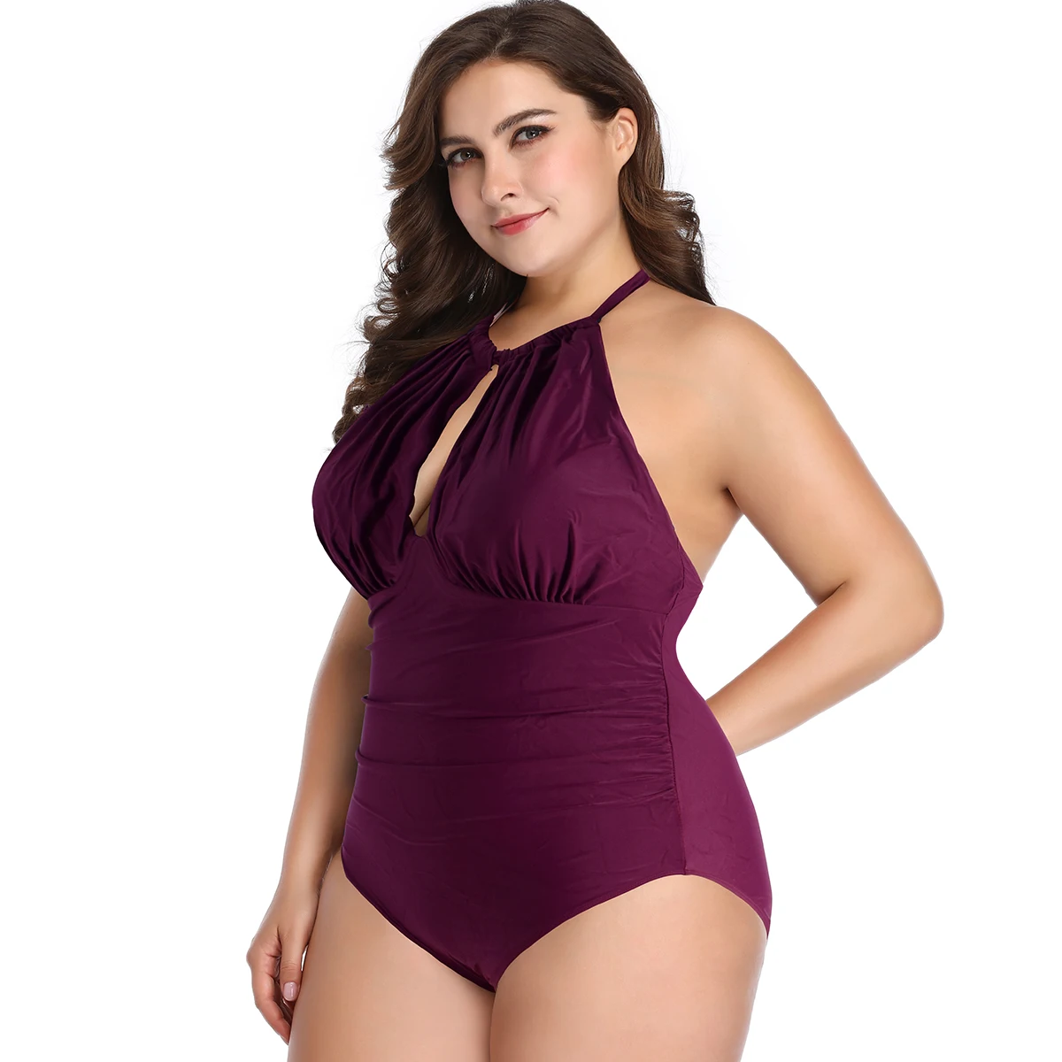 burgundy plus size swimsuit