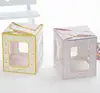 Gilding Paper cake box with pvc window Cookies Biscuit cupcake packaging paper box paper gift wedding party supplies