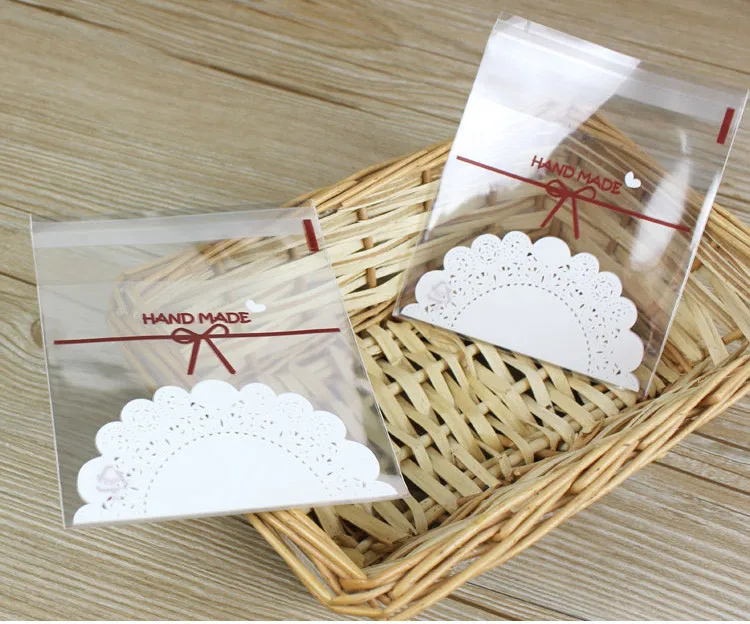 White Lace Bow Tie Clear Cookie Packing Plastic Bag Lovely Design Food ...