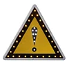 Flashing solar powered traffic warning triangle sign