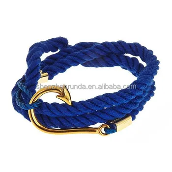 Whole Fashion Gold Fishhook Bracelet Make Cotton Rope Hook Whole Fashion Gold Fishhook Bracelet Make Cotton Rope Hook Bracelets With Jewelry Diy